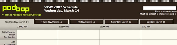 podbop's sxsw calendar