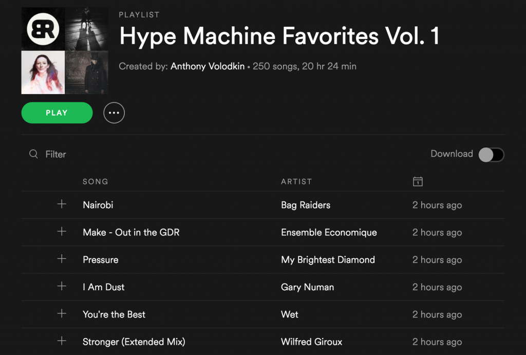 hype machine blog list